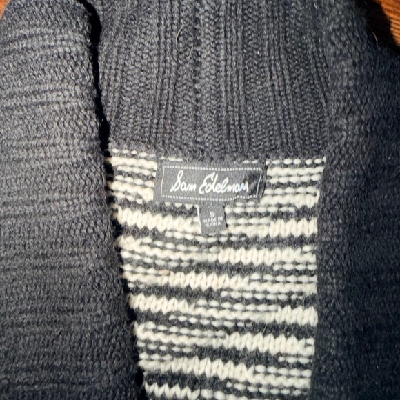 Sam Edelman Black and White Striped Cardigan Alpaca - Picture 3 of 3